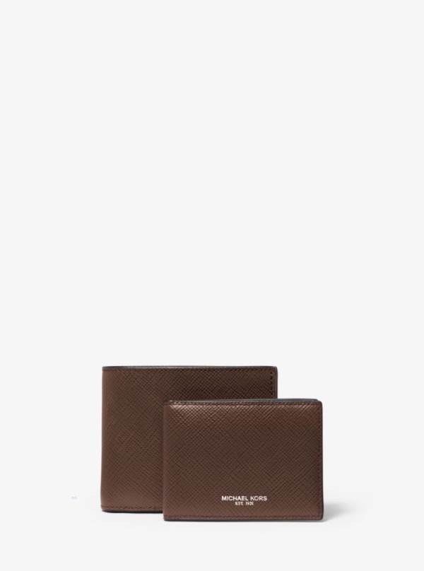 Panske Penazenky Michael Kors Harrison Crossgrain Leather Billfold With Passcase Káva - Doplnky Michael Kors Sleva | VJMUQ-8139